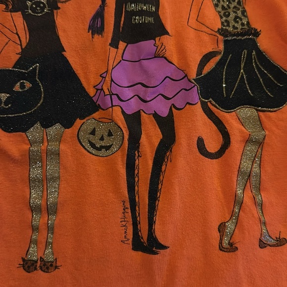 Halloween long sleeve Orange top with girls dressed up in costumes Size XS 4 - Picture 3 of 5
